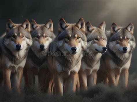 Illustration Of A Pack Of Wolves 4 Stock Illustration Illustration Of