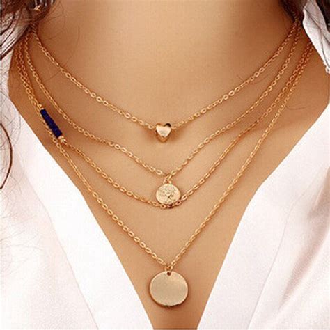 2016 Simple Fashion Jewelry Collares Gold Multi Layer Necklace Sexy