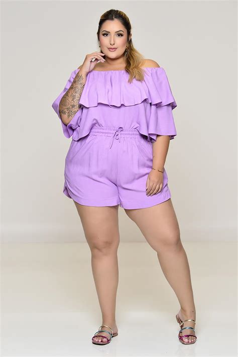 Conjunto Plus Size Ciganinha E Short Viscolinho Lil S Vk Moda Plus Size