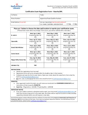 Fillable Online Certification Exam Registration Form Rewrite Rpl Yes No