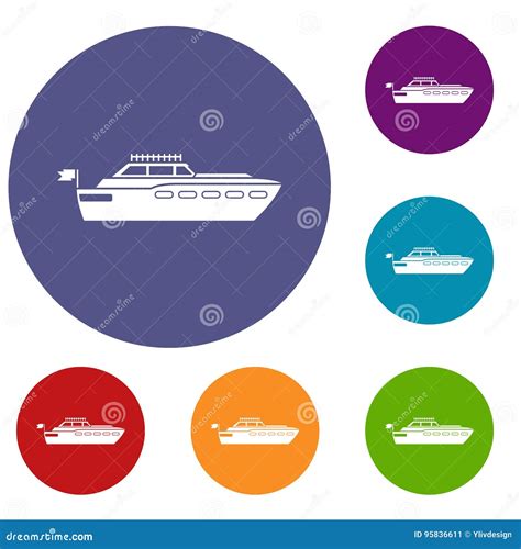 Big Yacht Icons Set Stock Vector Illustration Of Sailboat 95836611