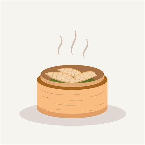 Premium Vector Chinese Dim Sum In Basket Delicious Asian Food