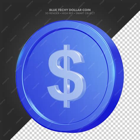 Renderização 3d Azul Techy Visão Lateral Perspectiva ângulo Dólar Moeda