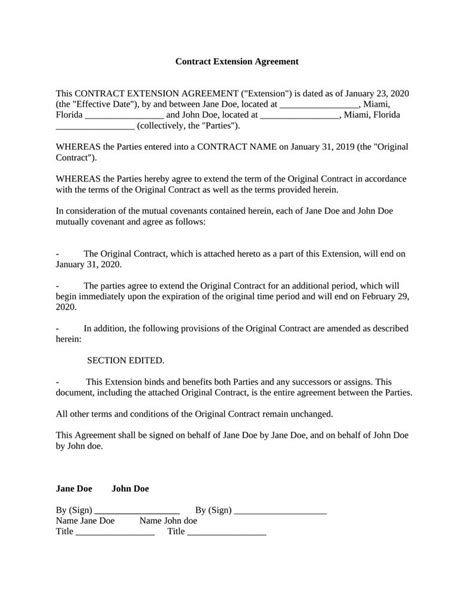 Contract Extension Template