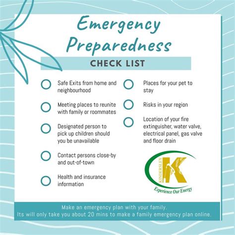 Emergency Preparedness Checklist Town Of Kindersley