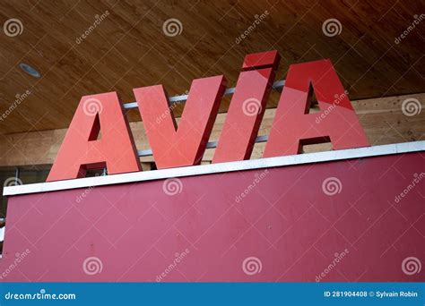 Avia Logo Brand And Text Sign Interior Gas Car Fuel Station Editorial