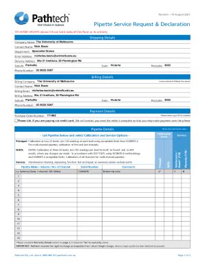 Fillable Online Pipette Service Request Declaration Fax Email Print