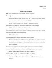 Melting Points Docx Chelsey Loyed Melting Points Lab