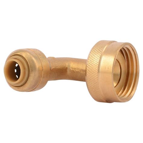 Sharkbite 1 4 In 3 8 In O D Brass Push To Connect X 3 4 In Brass Garden Hose Thread 90