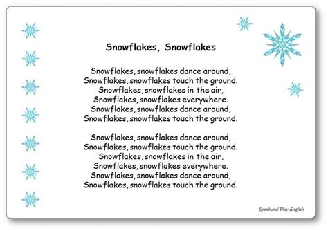 Snowflakes Snowflakes - Winter Song with Lyrics and Music - Speak and ...