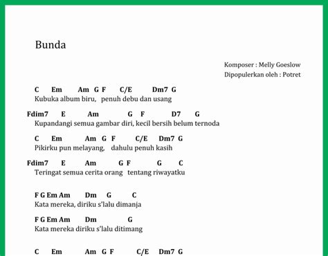 Chord Lagu Bunda - SEPUTAR MUSIK