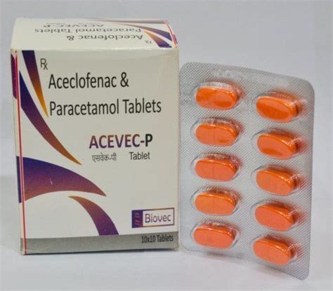 Acevac P Aceclofenac And Paracetamol Tablets X Blister Pack Age