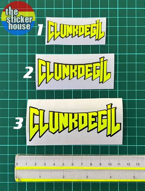 Stiker Ayat Perkataan Clunkdegil 3 Sizes Ready Stocks Florescent Yellow Overlapping Designs