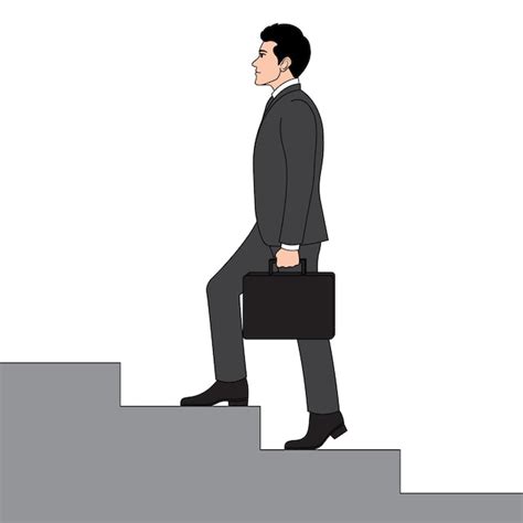 Premium Vector A Businessman Walking Up The Stairs