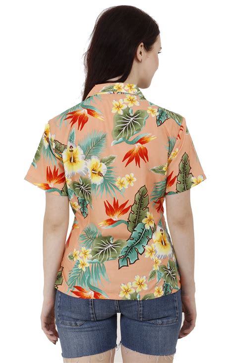 Hawaiian Shirts Womens Flower Leaf Beach Aloha Top Blouse Short Sleeve