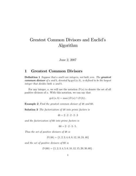 Section 3 Greatest Common Divisors And Euclid`s Algorithm