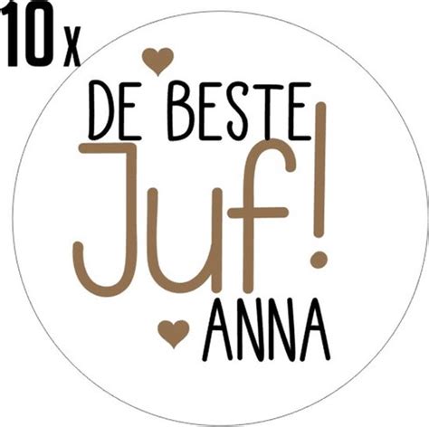 X Beste Juf Met Naam Stickers Afscheid Juf Einde Schooljaar