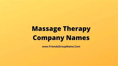 Massage Therapy Company Names 2024