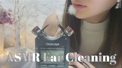 【asmr】新しいマイクで耳かき Ear Cleaning Tascam Dr 40x 【梵天耳かき／綿棒／マッサージ／音フェチ／囁き声