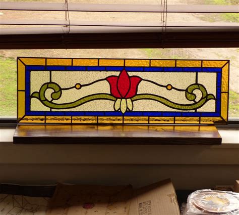 Stained Glass Transom Victorian Tulip Panel Etsy