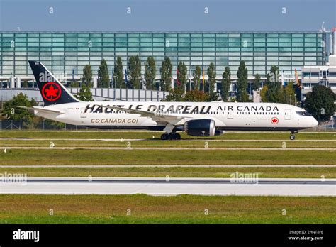 Air Canada Boeing Dreamliner Airplane Munich Airport In Germany