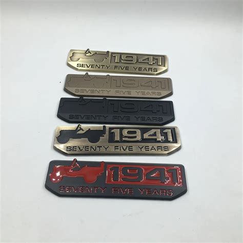 1941 Seventy Five Years Metal Car Trunk Bronze Sticker Emblem For Jeep