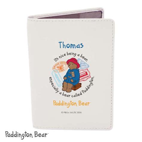 Personalised Paddington Bear Cream Leather Passport Holder P1014a11 Character Brands