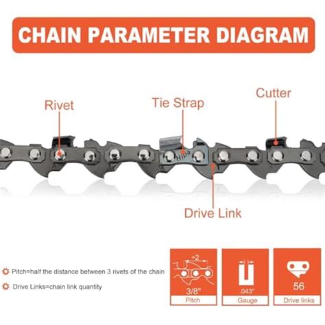 Hipa 16 Inch Chainsaw Chain Replacement For Milwaukee M18 3 8 Lp Pitch 043