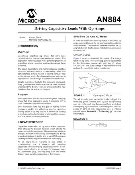 PDF Driving Capacitive Loads With Op Amps Microchip Ww1 Microchip