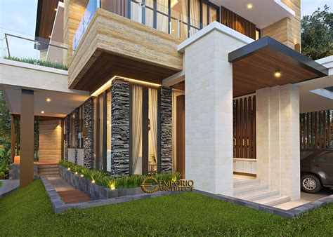 Desain Tampak Detail Depan Rumah Modern 2 5 Lantai Ibu Mia Di Jakarta