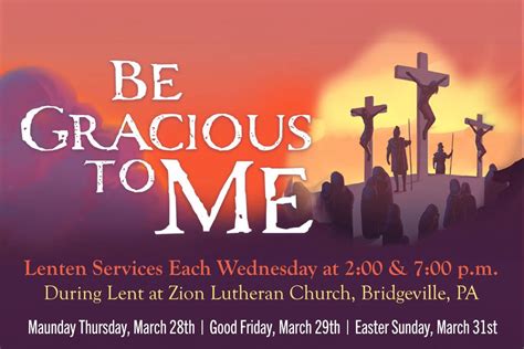 Lenten Service Schedule — Zion Lutheran Church