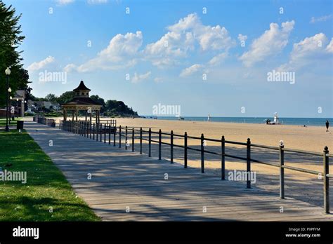 Boardwalk Along Beach And Shade Of Ontario Beach Park Rochester Lake