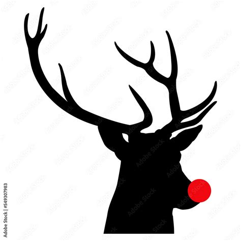 Tiempo De Navidad Icono Aislado Con Silueta De Cabeza De Reno Rudolph