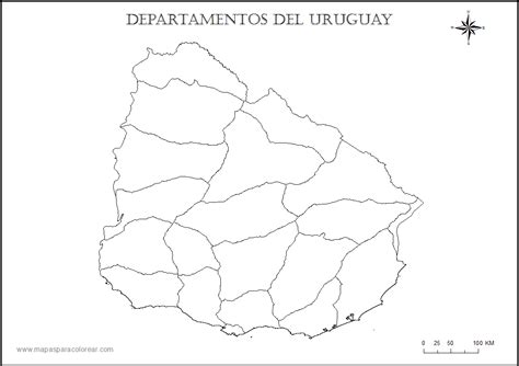 Mapas de Uruguay para colorear