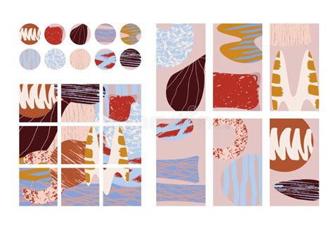 Abstract Nude Texture Social Media Set Stock Illustration