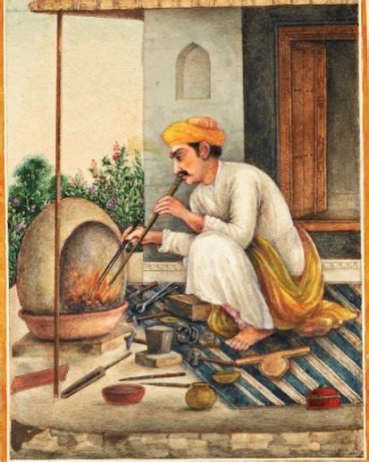 A Goldsmith In Lucknow Th Century Painting India Art Composition