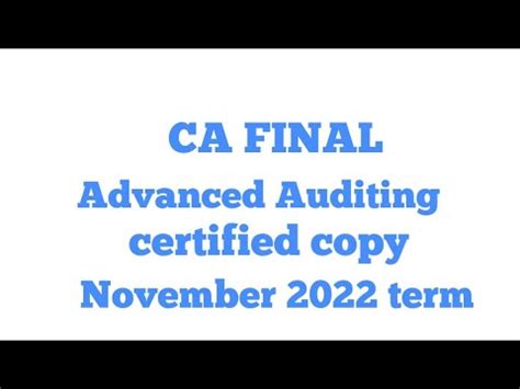 CA FINAL Advanced Auditing Certified Copy November 2022 Term Cafinal