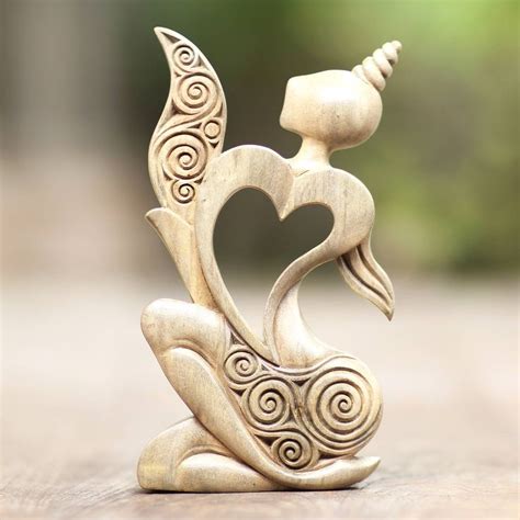 Wood Statuette Romantic Woman Romantic Woman Wood Sculpture