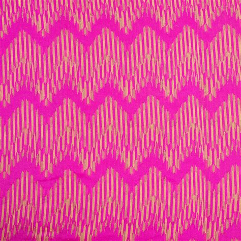 Buy Pink Golden Zig Zag Jaquard Silk Fabric For Best Price Reviews