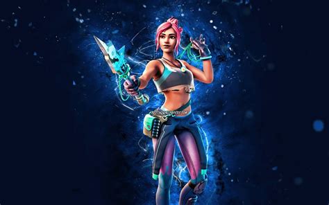 Download Wallpapers Ocean 4k Blue Neon Lights Fortnite Battle Royale