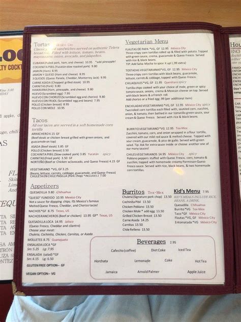 Menu At Jarrito Loco Restaurant Monument 315 E Hwy 105