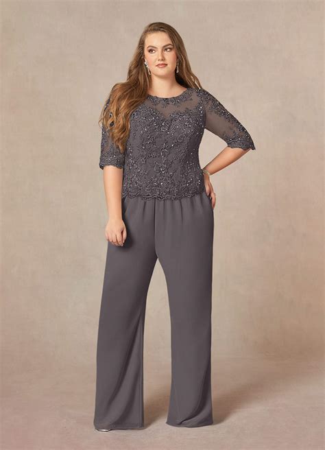 Azazie Florida Steel Grey Jumpsuit Pantsuit Sequins Chiffon Dress Azazie