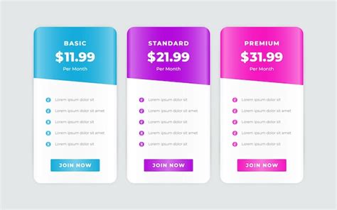 Premium Vector Vector Modern Pricing Table Design Template