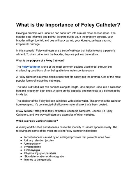 What is the Importance of Foley Catheter? by Nulife - Issuu