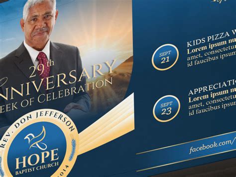 Blue Pastor Anniversary Banner Canva Template » Godserv Designs