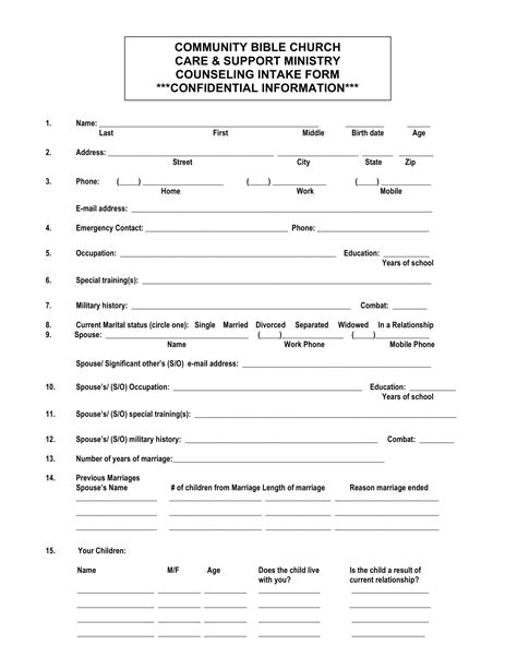 Free 21 Counseling Intake Forms In Pdf Ms Word