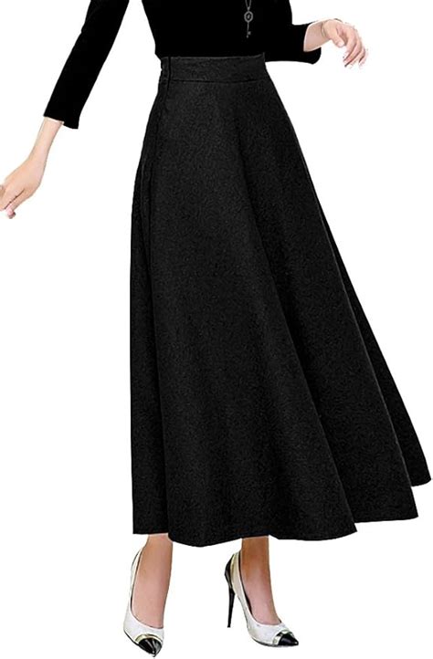 Idealsanxun Womens High Elastic Waist Slim Fit Flare A Line Long Maxi