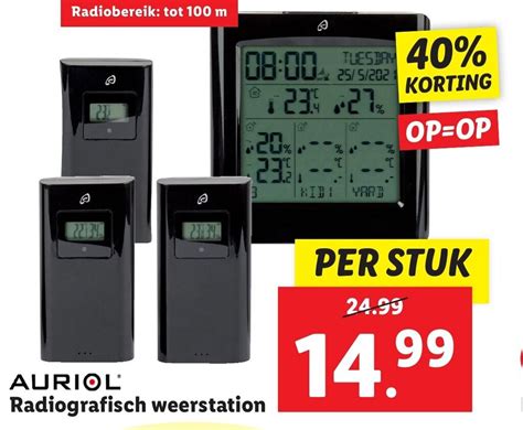 Auriol Radiografisch Weerstation Aanbieding Bij Lidl