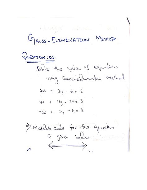 Solution Matlab Codes For Gauss Elimination Method Studypool