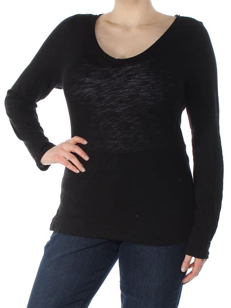 Inc Inc Womens Black Long Sleeve Scoop Neck Top Size Xl Walmart